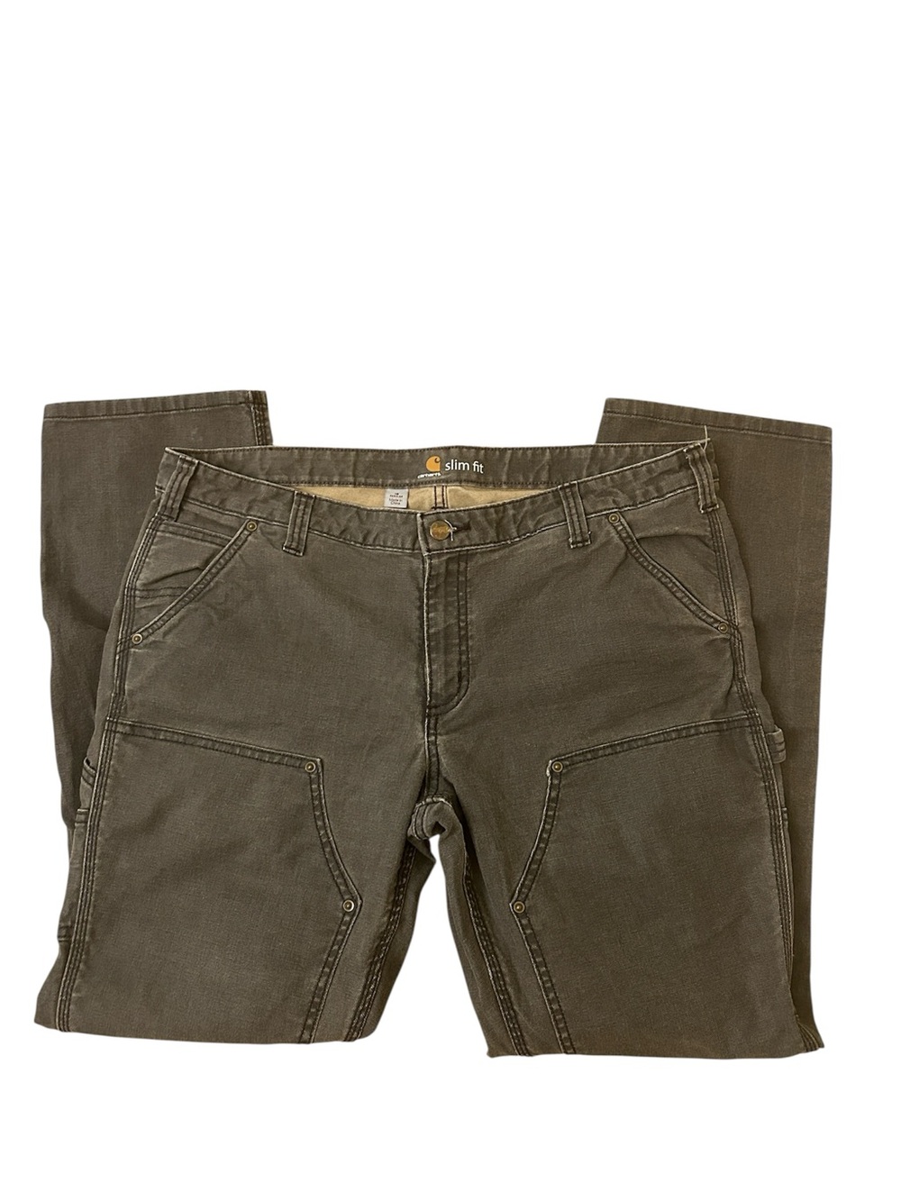 Carhartt Womens Slim Fit Double Front Utility Work Pants Gray Women’s Size 16